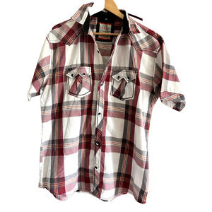Western Plaid Shirt‎ Short Sleeve Mens Pockets XXL Cowboy N.C.G. rodeo concert